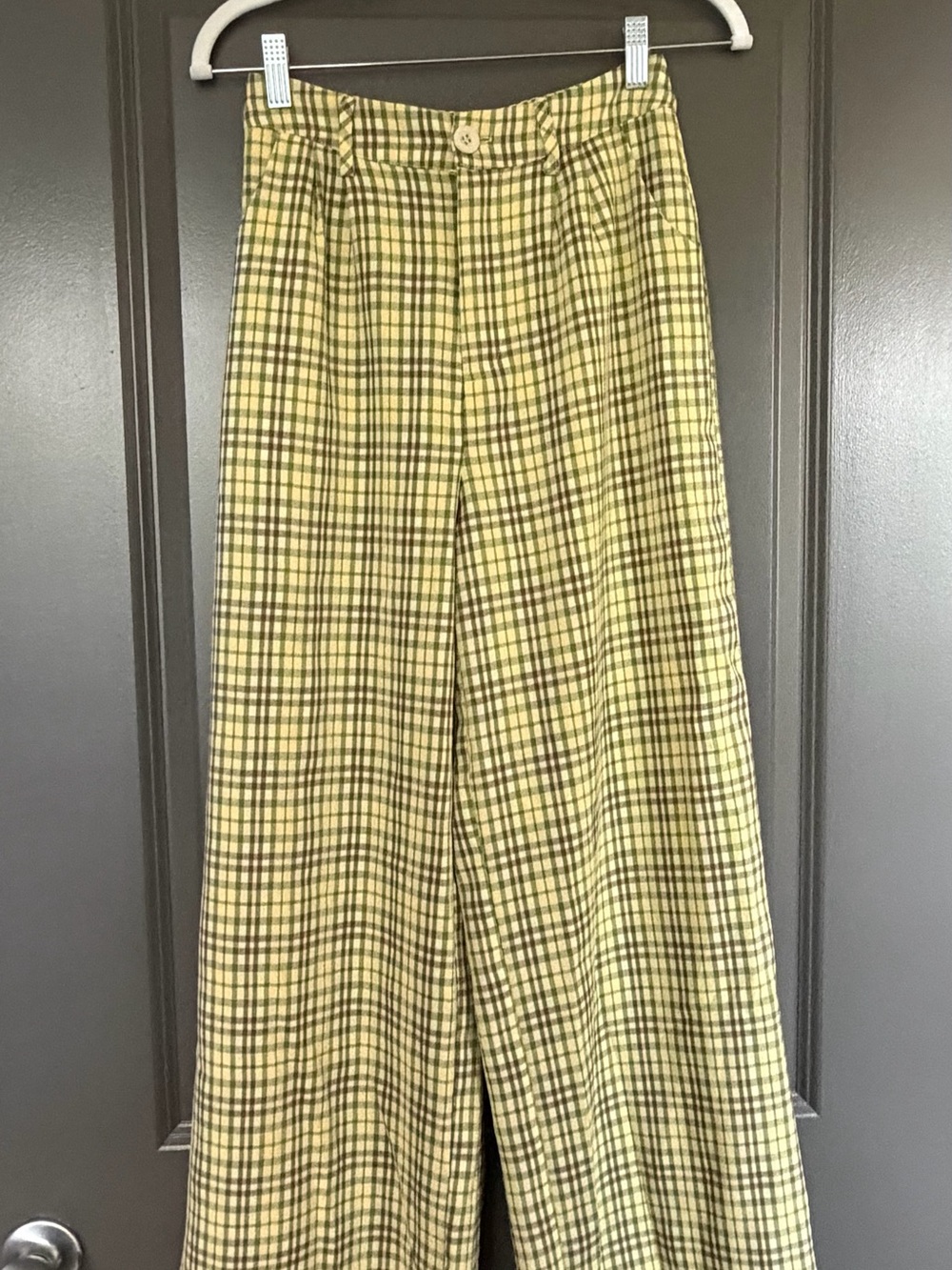 VRG GRL Yellow Plaid Wide-Leg Pants
